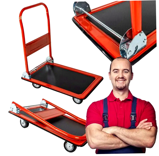 Складная платформенная тележка 150 кг для склада и логистики красная Gotel HM-0219 - Фото 5 Складная платформенная тележка 150 кг для склада и логистики красная Gotel HM-0219 - изображение 5