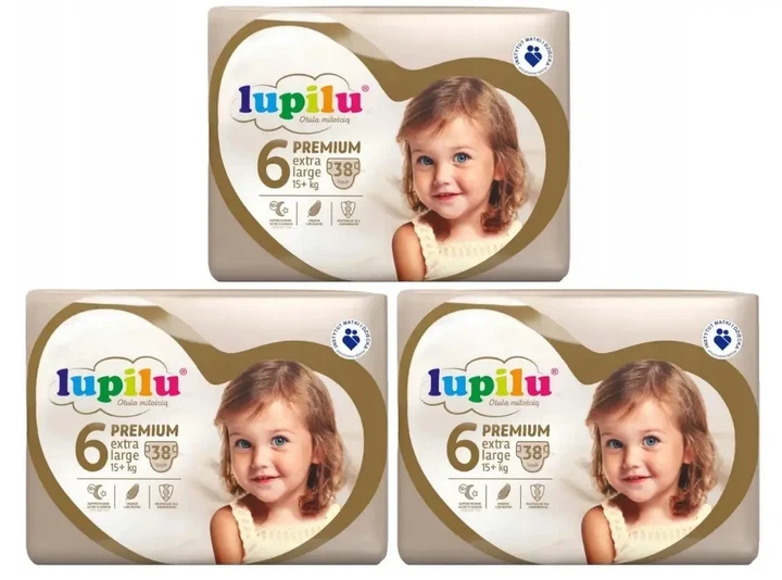 Підгузки памперси Lupilu Premium Розмір 6 (15+ кг) 114 шт набір 3 упаковки по 38 шт - Фото 1 Підгузки памперси Lupilu Premium Розмір 6 (15+ кг) 114 шт набір 3 упаковки по 38 шт - изображение 1