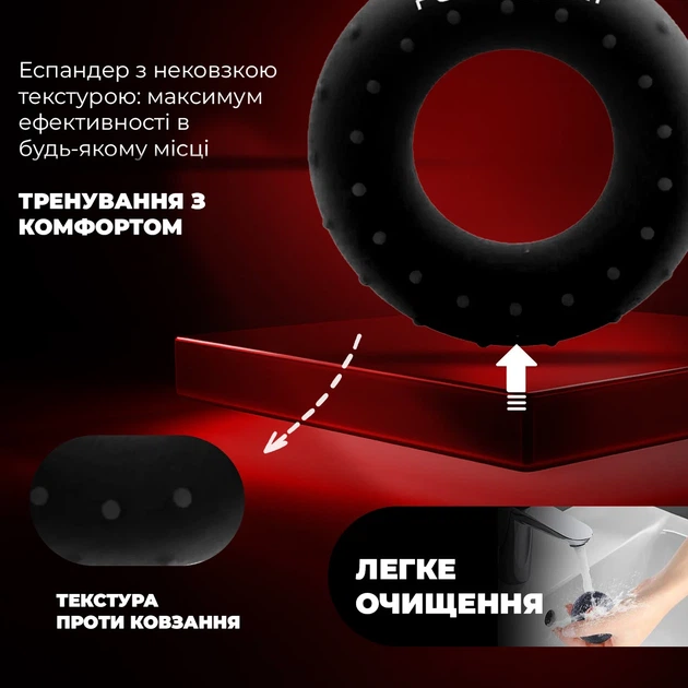 Еспандер кистьовий ProDobro PP-4338 30 кг силіконовий чорний - зображення 7