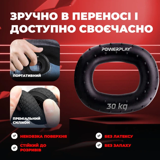 Еспандер кистьовий ProDobro PP-4337 30 кг силіконовий чорний - Фото 7 Еспандер кистьовий ProDobro PP-4337 30 кг силіконовий чорний - зображення 7