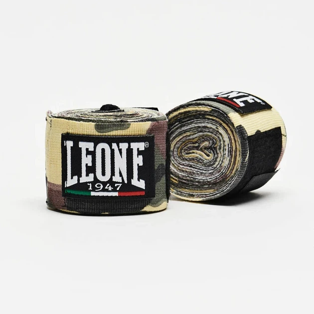 Боксерские бинты Leone AB705 эластичные 4,5 м хлопок зеленый камуфляж - Фото 1 Боксерские бинты Leone AB705 эластичные 4,5 м хлопок зеленый камуфляж - изображение 1