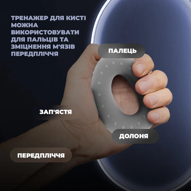 Еспандер кистьовий ProDobro PP-4338 25 кг силіконовий сірий - зображення 7