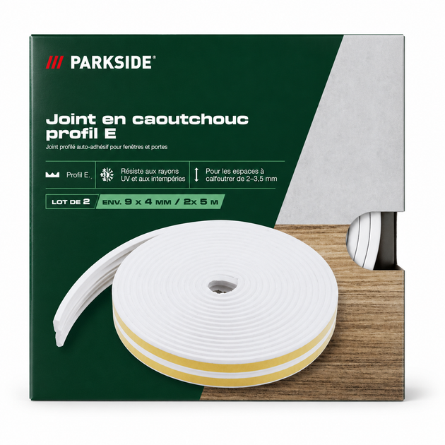 Уплотнитель самоклеющийся PARKSIDE E-профиль для окон и дверей, белый, 2×5 м, 9×4 мм - изображение 2