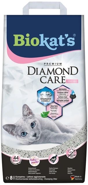 Biokats DIAMOND CARE FRESH, Наповнювач бентонітовий для котячого туалету, 8 л - Фото 1 Biokats DIAMOND CARE FRESH, Наповнювач бентонітовий для котячого туалету, 8 л - зображення 1