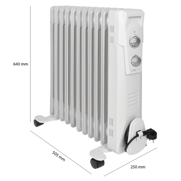 Масляный обогреватель 2300 Вт 11 секций для дома белый Clatronic FK-0624 - изображение 5