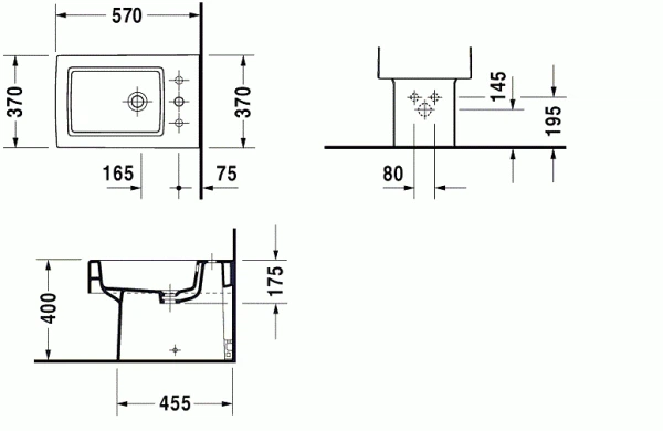 Підлогове біде DURAVIT VERO, окремостоячий, прямокутна - изображение 2