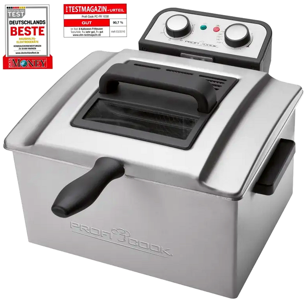 Фритюрница масляная 4 литра 3000 Вт с 2 корзинами для кухни Profi Cook - изображение 4