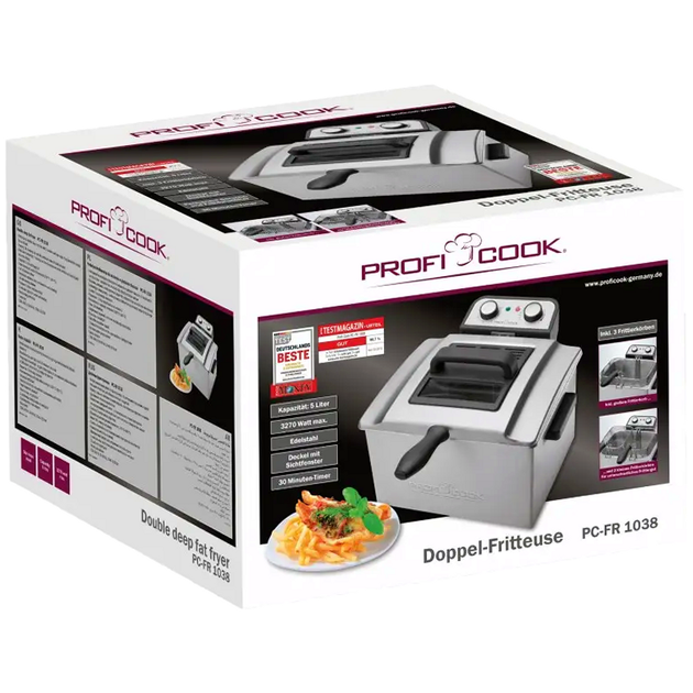 Фритюрница масляная 4 литра 3000 Вт с 2 корзинами для кухни Profi Cook - изображение 10