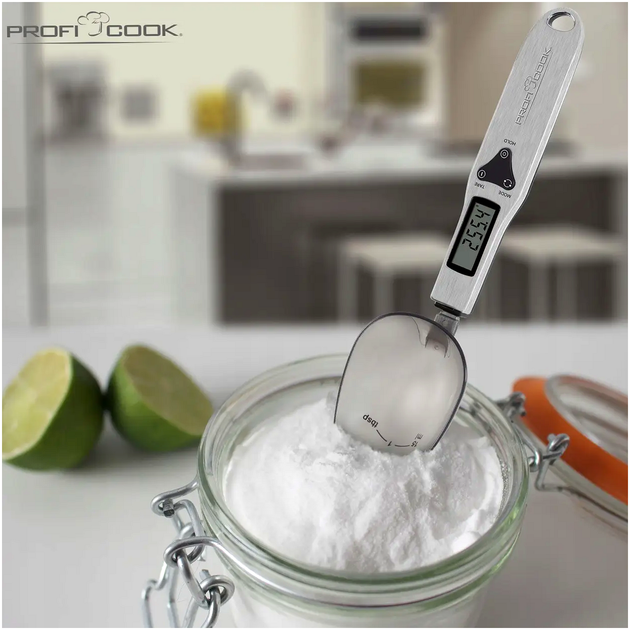 Цифровые весы ложка 300 г 0 1 г ЖК-дисплей для кухни Profi Cook металл - изображение 8