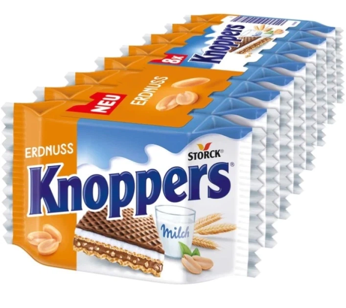 Вафлі Knoppers Erdnuss Aрахіс (8 шт) 200г - Фото 1 Вафлі Knoppers Erdnuss Aрахіс (8 шт) 200г - зображення 1