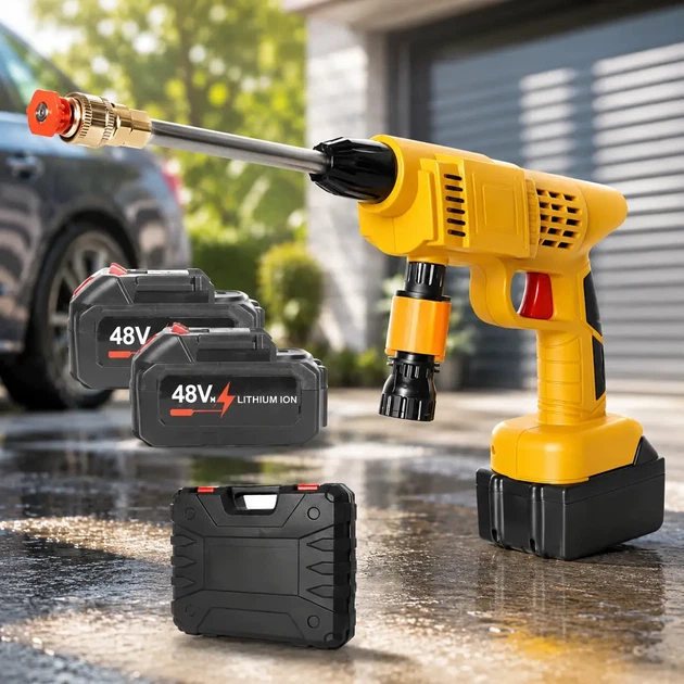 Ручна акумуляторна мийка високого тиску на 24V Жовта Бездротова автомобільна ручна мийка - зображення 6