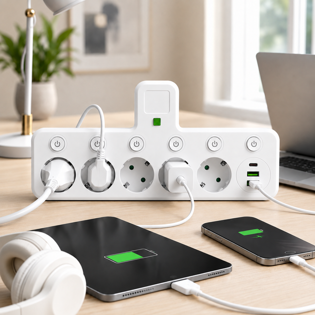 Сетевой фильтр 5 розеток + USB/адаптер на 5 розеток - Фото 2 Сетевой фильтр 5 розеток + USB/адаптер на 5 розеток - изображение 2