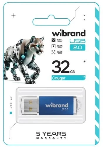 Флеш накопичувач USB 32Gb Wibrand Cougar, Blue, USB 2.0 (WI2.0/CU32P1U) - Фото 2 Флеш накопичувач USB 32Gb Wibrand Cougar, Blue, USB 2.0 (WI2.0/CU32P1U) - зображення 2