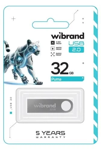 Флеш накопичувач USB 32Gb Wibrand Puma, Silver, USB 2.0 (WI2.0/PU32U1S) - Фото 2 Флеш накопичувач USB 32Gb Wibrand Puma, Silver, USB 2.0 (WI2.0/PU32U1S) - зображення 2