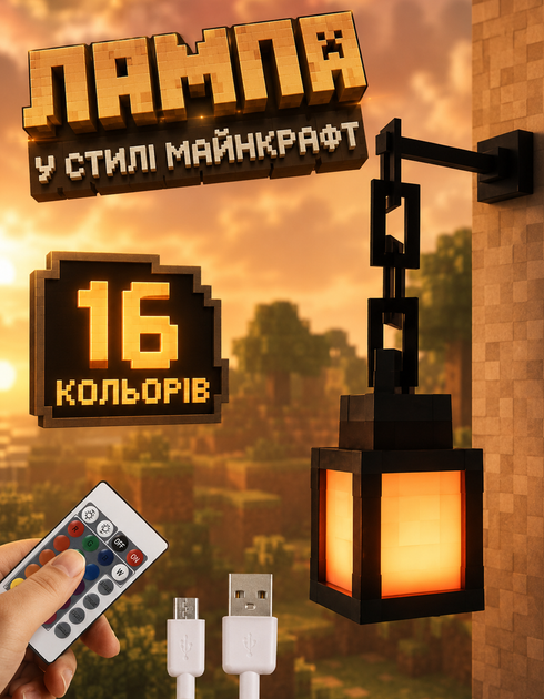 Светильник майнкрафт Т-43 ночник детский Фонарь с цепью в стиле Minecraft Конструкторы для мальчиков - Фото 1 Светильник майнкрафт Т-43 ночник детский Фонарь с цепью в стиле Minecraft Конструкторы для мальчиков - изображение 1