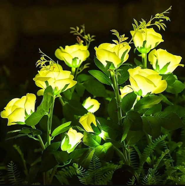 Садовый светильник на солнечной батарее Роза LED 2 шт (Жовті) декоративная лампа для сада клумб дорожек террасы - Фото 2 Садовый светильник на солнечной батарее Роза LED 2 шт (Жовті) декоративная лампа для сада клумб дорожек террасы - зображення 2