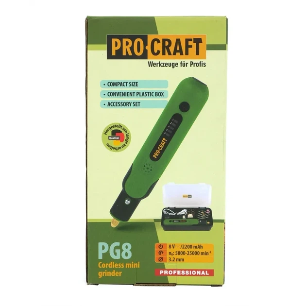 Акумуляторна гравіювальна машина Procraft PG8 +22 насадки - Фото 7 Акумуляторна гравіювальна машина Procraft PG8 +22 насадки - зображення 7