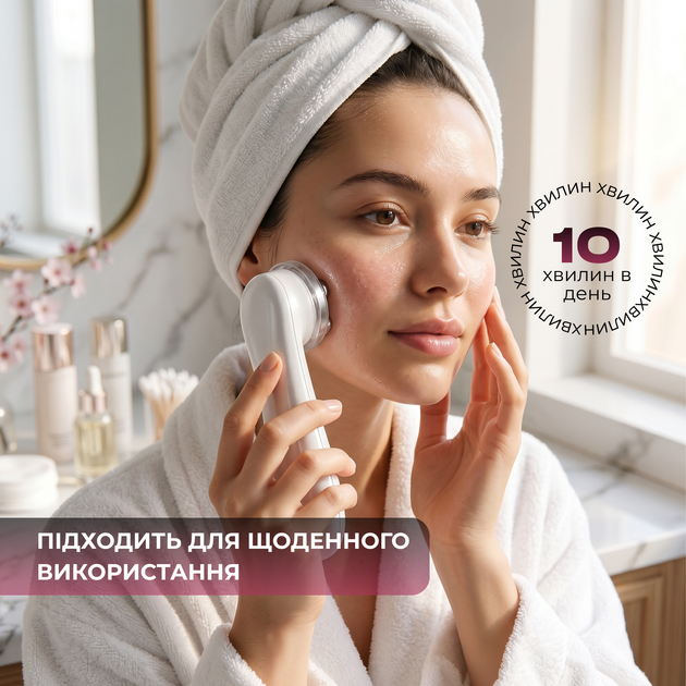 Мікрострумовий масажер для обличчя та шиї RF & EMS Beaty Instrument з мікротоками 9 режимів ліфтинг LPG та тонус шкіри для омолодження з мікрострумами електричний акумуляторний - зображення 3