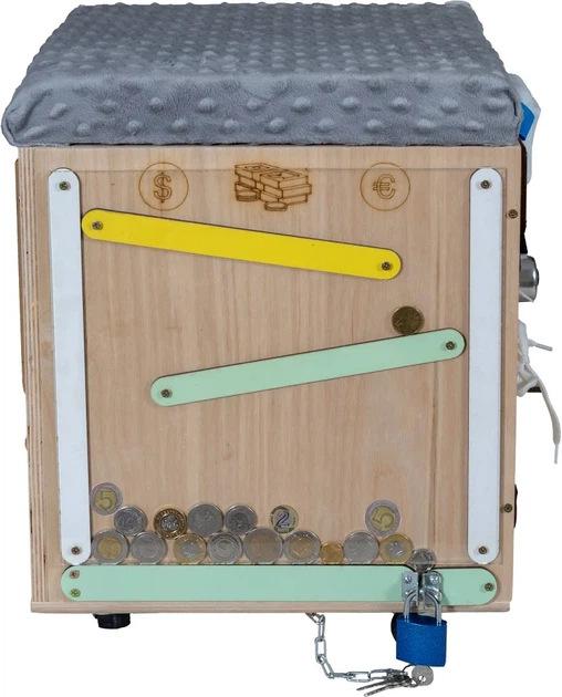 Pufa sensoryczna Montessori 3toysm Tablica manipulacyjna z siedziskiem kółeczkami (PM1) (5905325439045) - obraz 4