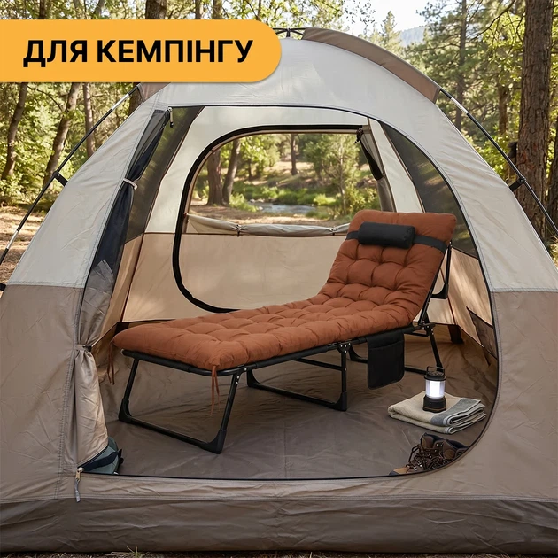 Складная кровать ProDobro LB-FB-A1-BRN с матрасом и подушкой 190х80 см металлическая коричневая - Фото 3 Складная кровать ProDobro LB-FB-A1-BRN с матрасом и подушкой 190х80 см металлическая коричневая - изображение 3