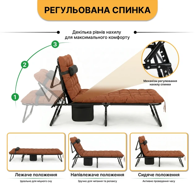 Складная кровать ProDobro LB-FB-A1-BRN с матрасом и подушкой 190х80 см металлическая коричневая - Фото 7 Складная кровать ProDobro LB-FB-A1-BRN с матрасом и подушкой 190х80 см металлическая коричневая - изображение 7
