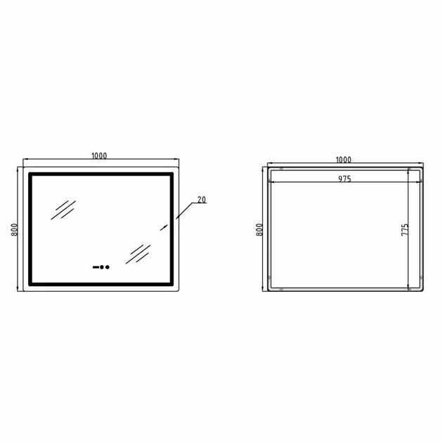 Зеркало Qtap Mideya 1000х800 с часами LED-подсветкой антизапотеванием белый пластик - изображение 2