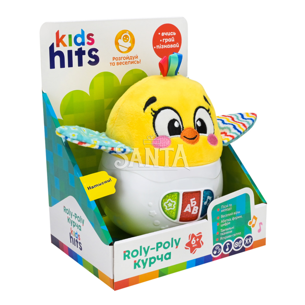 Неваляшка Цыпленок желтый Kids Hits украинский язык музыка свет песни стихи алфавит цифры формы (KH64/002) - изображение 5