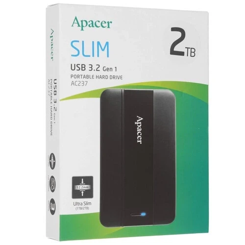 Зовнішній жорсткий диск PHD External 2.5'' Apacer USB 3.2 Gen. 1 AC237 2Tb Black (color box) - изображение 2