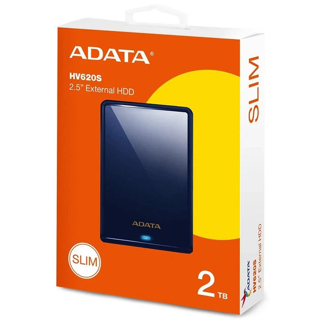 Зовнішній жорсткий диск PHD External 2.5'' ADATA USB 3.2 Gen. 1 DashDrive Classic HV620S 2TB Slim Blue - изображение 2