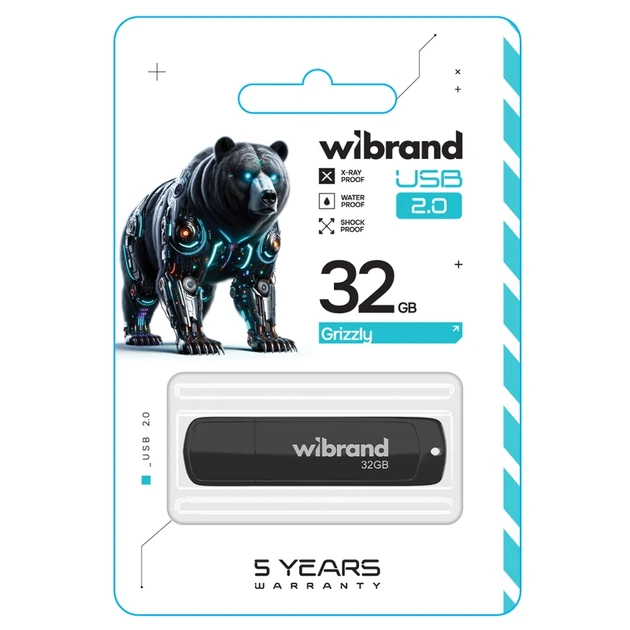 Флеш-накопичувач Wibrand USB 2.0 Grizzly 32Gb Black - Фото 2 Флеш-накопичувач Wibrand USB 2.0 Grizzly 32Gb Black - изображение 2