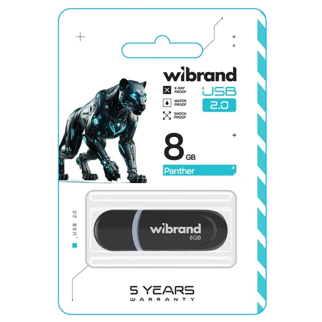 Флеш-накопичувач Wibrand USB 2.0 Panther 8Gb Black - зображення 2