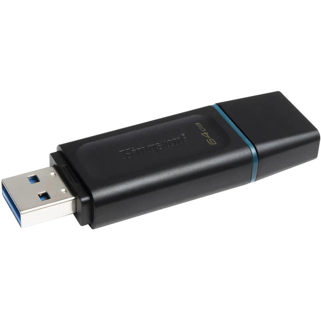 Флеш-накопичувач Kingston USB 3.2 DT Exodia 64GB Black/Teal - Фото 3 Флеш-накопичувач Kingston USB 3.2 DT Exodia 64GB Black/Teal - изображение 3