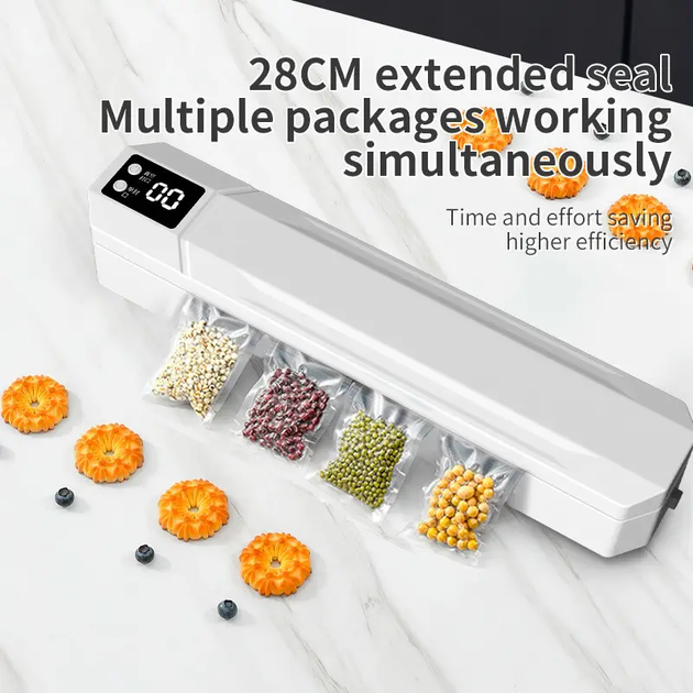 Вакуумный упаковщик пакетов Vacuum Sealer / Автоматический бытовой вакууматор с пакетами, вакуумайзер для упаковки и хранения пищи - изображение 4