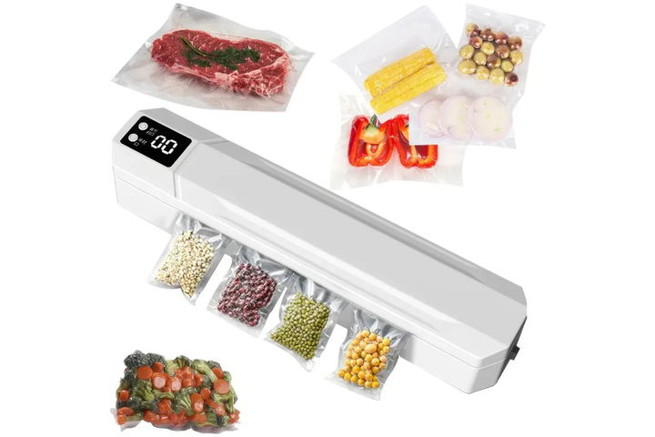 Вакуумный упаковщик пакетов Vacuum Sealer / Автоматический бытовой вакууматор с пакетами, вакуумайзер для упаковки и хранения пищи - изображение 6