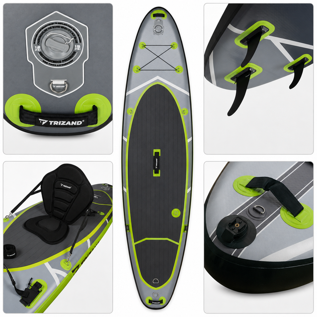 SUP-дошка Trizand 25259 350 см мультиколор — надувний сапборд до 140 кг з веслом, сидінням, насосом і аксесуарами - Фото 5 SUP-дошка Trizand 25259 350 см мультиколор — надувний сапборд до 140 кг з веслом, сидінням, насосом і аксесуарами - зображення 5