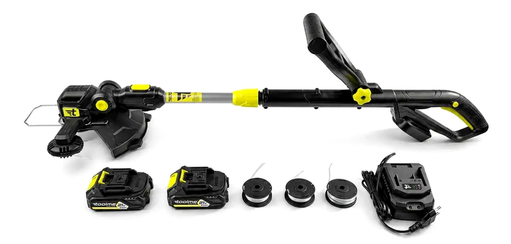 Аккумуляторный триммер 21В 260 мм для газона 2 аккумулятора черный Toolme CS-0402 - зображення 4