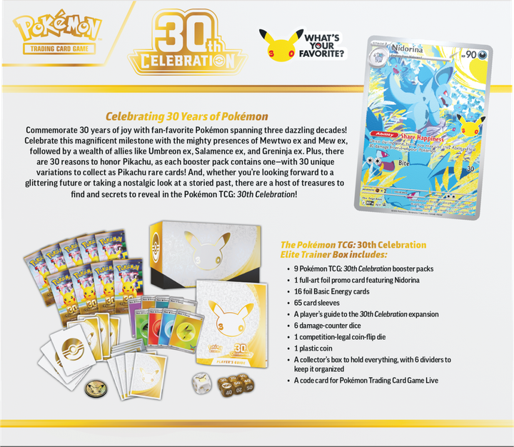 Набір карток Pokemon TCG: 30th Celebration - Elite Trainer Box (196214144828) - зображення 4