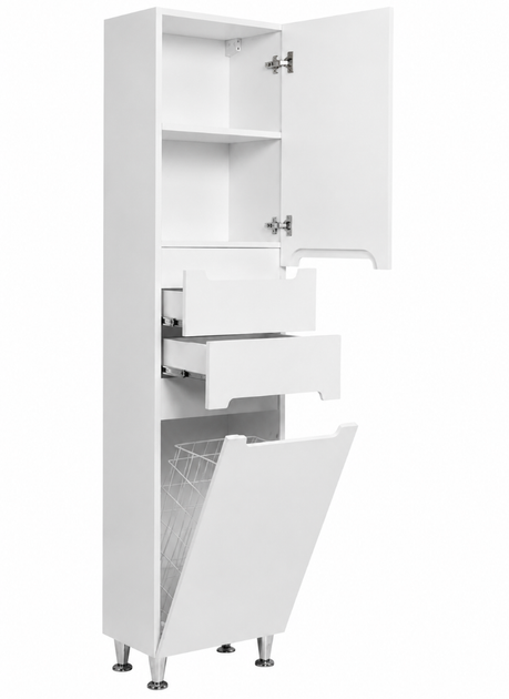 Пенал Ніколь MP01K 40×30×190 см, правий, підлоговий, із кошиком, фурнітура BLUM, корпус ЛДСП, фасад МДФ, білий - изображение 4