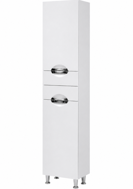 Пенал Ніколь VRP01K 40×30×190 см, лівий, підлоговий, із кошиком, фурнітура BLUM, корпус ЛДСП, фасад МДФ, білий - изображение 2