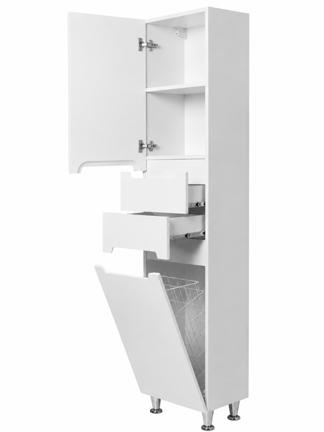 Пенал Ніколь VRP01K 40×30×190 см, лівий, підлоговий, із кошиком, фурнітура BLUM, корпус ЛДСП, фасад МДФ, білий - изображение 3