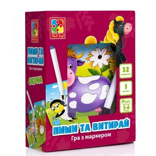 Настольная игра Vladi Toys Пиши и вытирай. Ферма для детей от 3 лет - Фото 1 Настольная игра Vladi Toys Пиши и вытирай. Ферма для детей от 3 лет - изображение 1