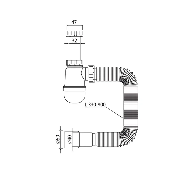 Сифон трубный Mixxus SU-04-A 1 1/4" 32 мм пластик черный 25х10х10 см - изображение 2