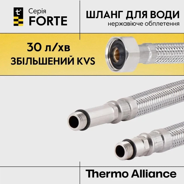 Гибкий подвод для смесителя Forte М10 60 см металлический белый - изображение 4
