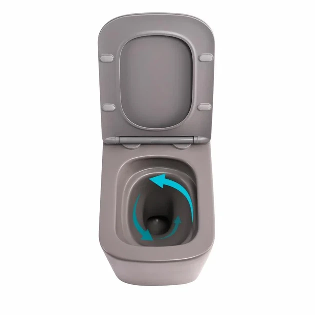 Унитаз подвесной Qtap Tern Ultra Quiet 520x345x325 мм дюропласт Stone grey Soft-close Quick Release - изображение 6