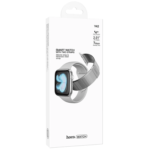 Смарт-годинник Hoco Y42 2.01" з Bluetooth 5.3, виклики, вимір серцебиття сріблястий (Y42) - зображення 3
