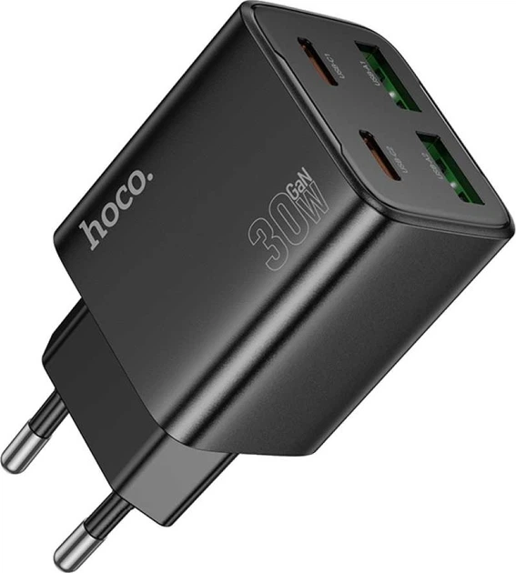 Зарядное устройство Hoco N56 Fundador PD 30 Вт 4 порта USB Type-C + USB-A Черный (6942007632492) - изображение 5