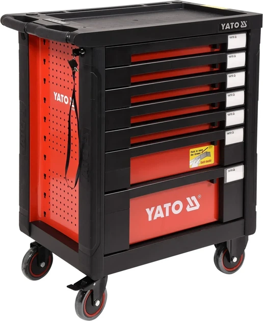 Шкаф-тележка YATO с инструментами 211 предметов 5 лотков 7 ящиков 980 x 770 x 465 мм YT-55290 - изображение 2