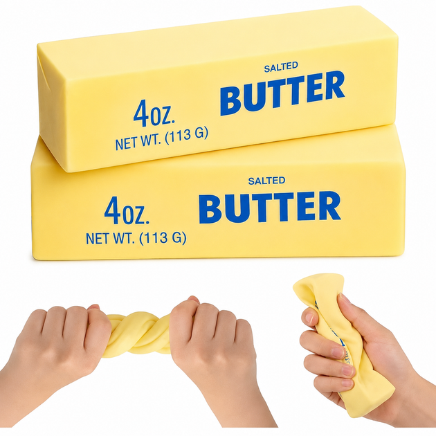 Іграшка-антистрес «Масло» ТМ Тискуни ATY148 — м’який сквіш Salted Butter, 13,5 × 4 × 4 см, для дітей - Фото 2 Іграшка-антистрес «Масло» ТМ Тискуни ATY148 — м’який сквіш Salted Butter, 13,5 × 4 × 4 см, для дітей - изображение 2
