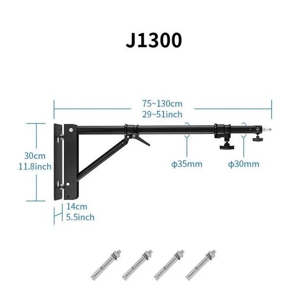 Настенный телескопический держатель пантограф Selens J1300 75–130 см до 5 кг для студийного света, камер и фотооборудования - Фото 2 Настенный телескопический держатель пантограф Selens J1300 75–130 см до 5 кг для студийного света, камер и фотооборудования - изображение 2