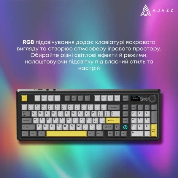 Бездротова механічна клавіатура Ajazz ak980 v2 Black Gray Yellow (ak980-v2-g-bgy) - зображення 8